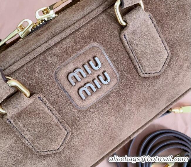 Unique Style Miu Miu Arcadie Suede top handle bag 5BB142 Brown 2024