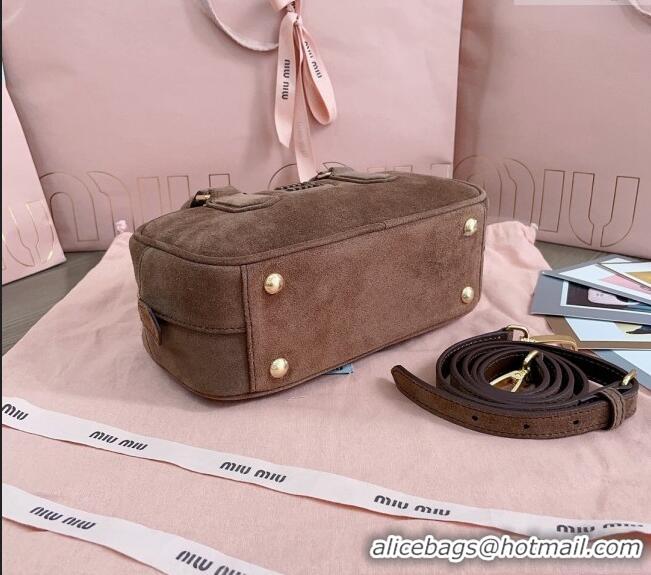 Unique Style Miu Miu Arcadie Suede top handle bag 5BB142 Brown 2024