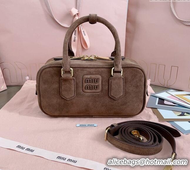 Unique Style Miu Miu Arcadie Suede top handle bag 5BB142 Brown 2024