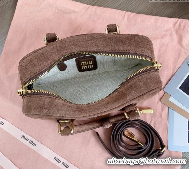 Unique Style Miu Miu Arcadie Suede top handle bag 5BB142 Brown 2024