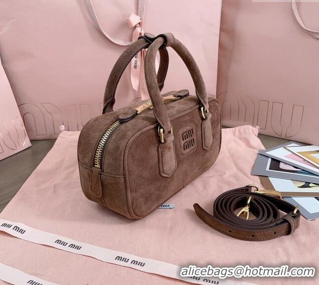 Unique Style Miu Miu Arcadie Suede top handle bag 5BB142 Brown 2024