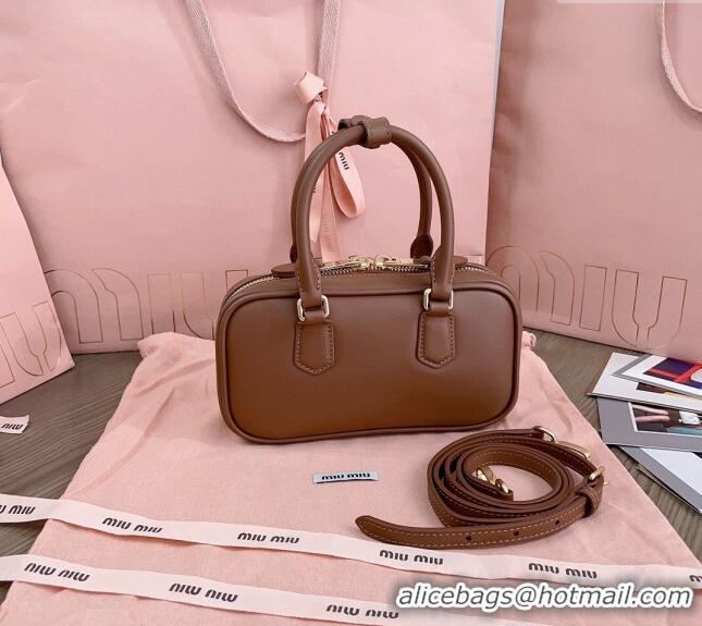 Best Quality Miu Miu Arcadie Leather Mini Bag 5BP088 Brown 2024