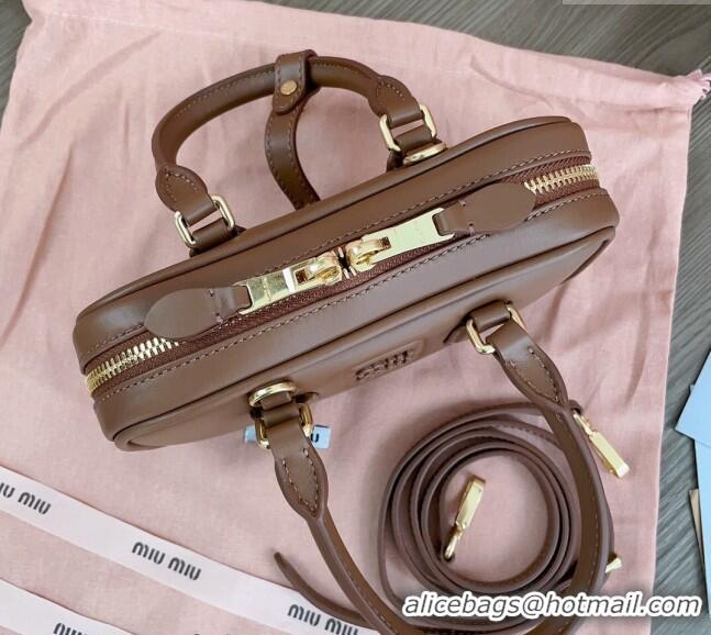 Best Quality Miu Miu Arcadie Leather Mini Bag 5BP088 Brown 2024