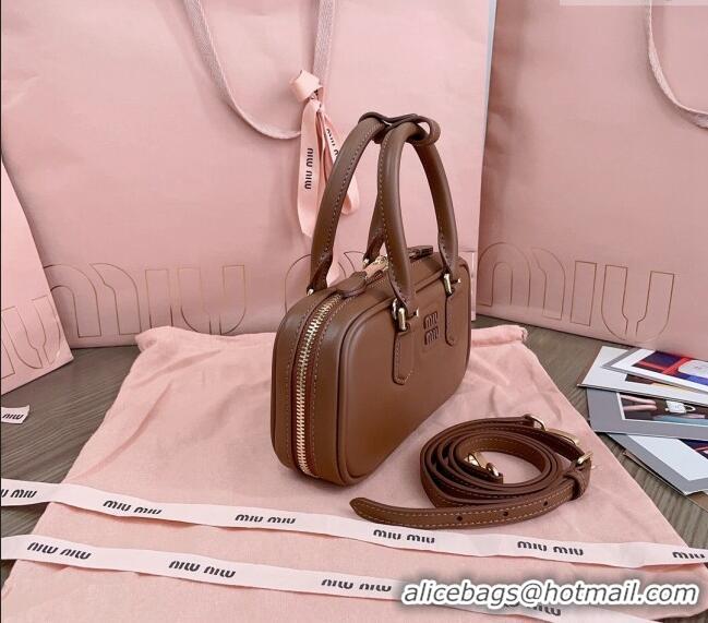 Best Quality Miu Miu Arcadie Leather Mini Bag 5BP088 Brown 2024