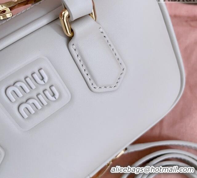 Top Design Miu Miu Arcadie Leather Mini Bag 5BP088 White 2024