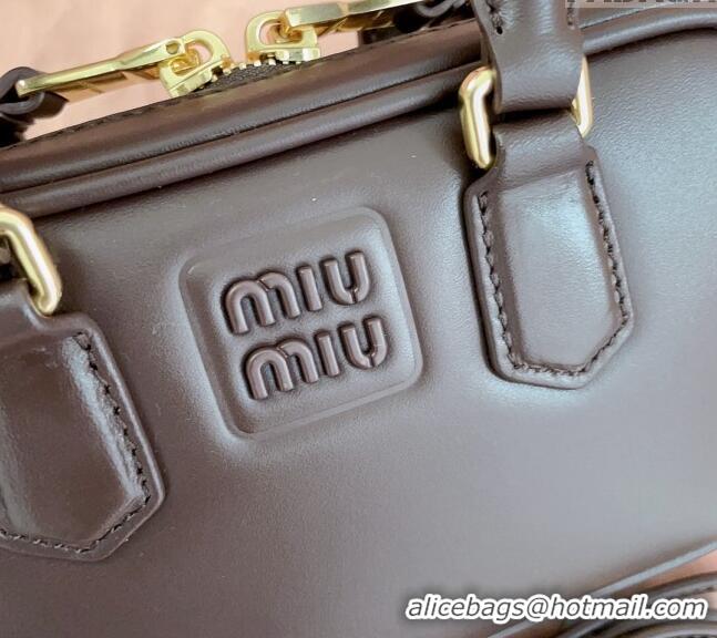 Well Crafted Miu Miu Arcadie Leather Mini Bag 5BP088 Dark Brown 2024