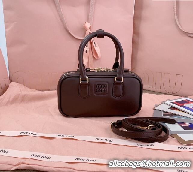 Well Crafted Miu Miu Arcadie Leather Mini Bag 5BP088 Dark Brown 2024