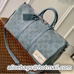 Top Grade Louis Vuitton Keepall Bandouliere 50 in Monogram Washed Denim Canvas M22532 Blue 2023