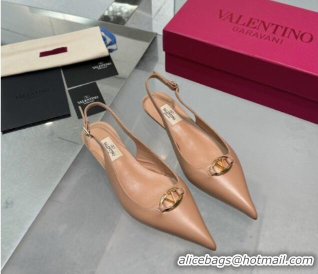 Unique Style Valentino The Bold Edition VLogo Calfskin Slingback Ballerinas 20MM Beige 4082826