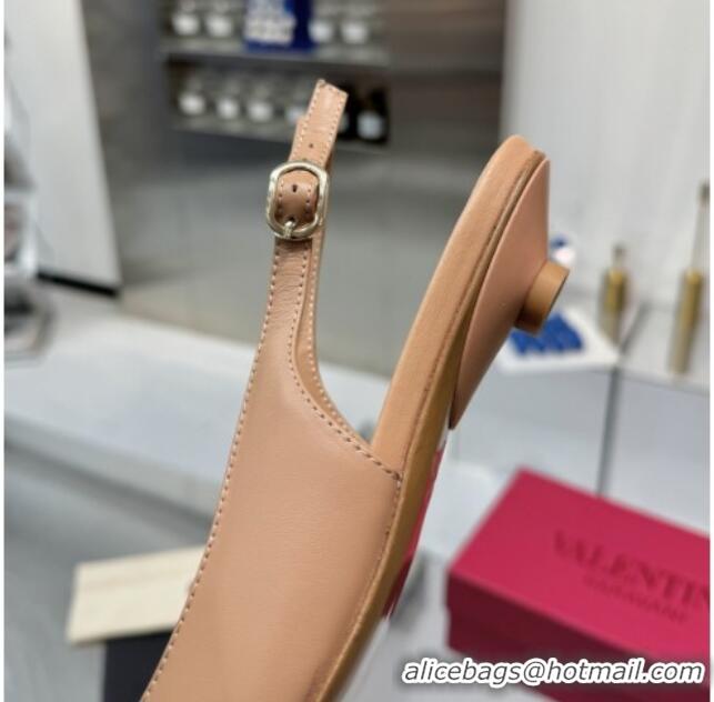 Unique Style Valentino The Bold Edition VLogo Calfskin Slingback Ballerinas 20MM Beige 4082826