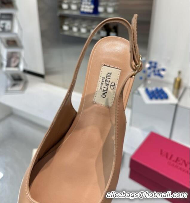 Unique Style Valentino The Bold Edition VLogo Calfskin Slingback Ballerinas 20MM Beige 4082826