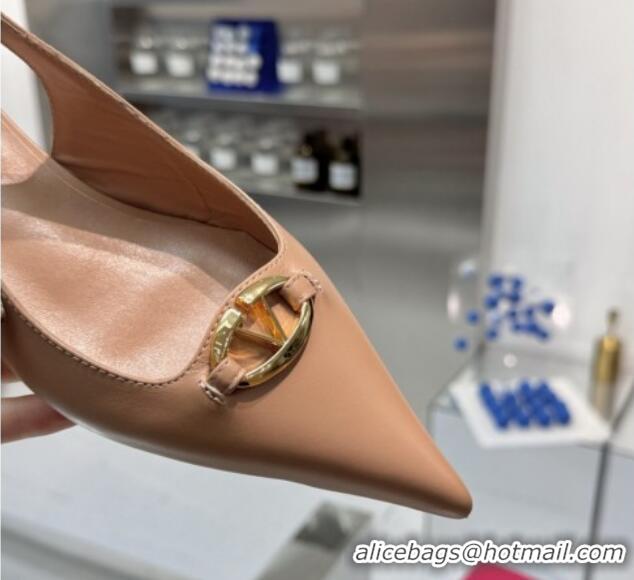 Unique Style Valentino The Bold Edition VLogo Calfskin Slingback Ballerinas 20MM Beige 4082826