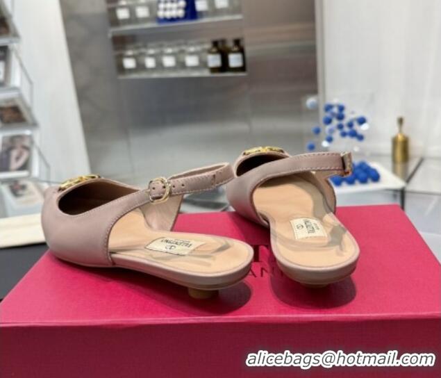 Best Price Valentino The Bold Edition VLogo Calfskin Slingback Ballerinas 20MM Nude 082827