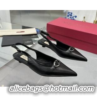 Durable Valentino The Bold Edition VLogo Calfskin Slingback Ballerinas 20MM Black 082829