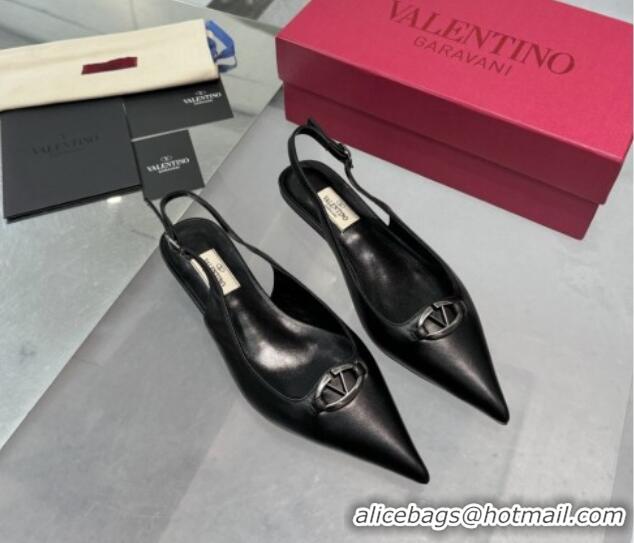 Durable Valentino The Bold Edition VLogo Calfskin Slingback Ballerinas 20MM Black 082829