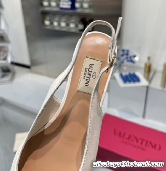 Purchase Valentino The Bold Edition VLogo Calfskin Slingback Ballerinas 20MM White 082832