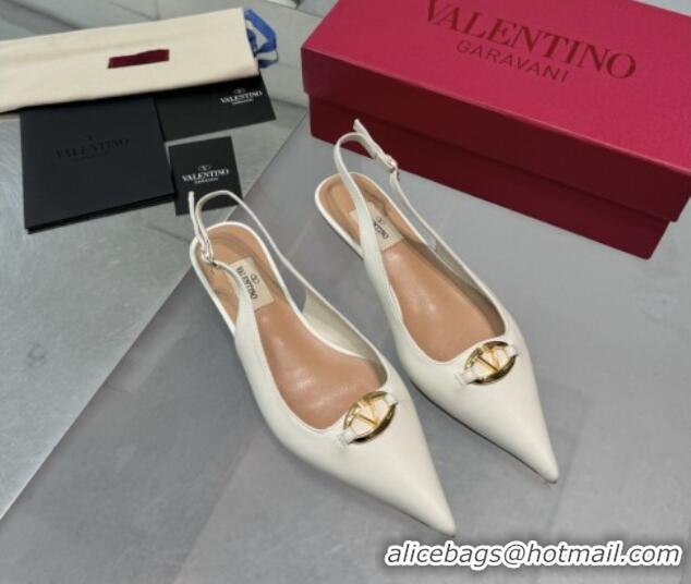 Purchase Valentino The Bold Edition VLogo Calfskin Slingback Ballerinas 20MM White 082832