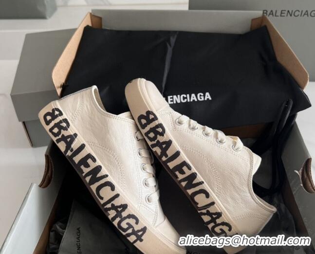 Purchase Balenciaga Paris White Calfskin Low-Top Sneakers with Graffiti 531120