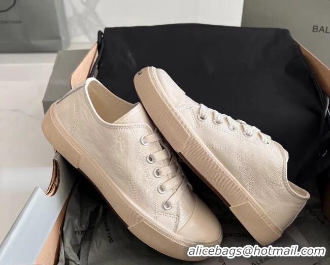 Top Grade Balenciaga Paris White Calfskin Leather Low-Top Sneakers 531121