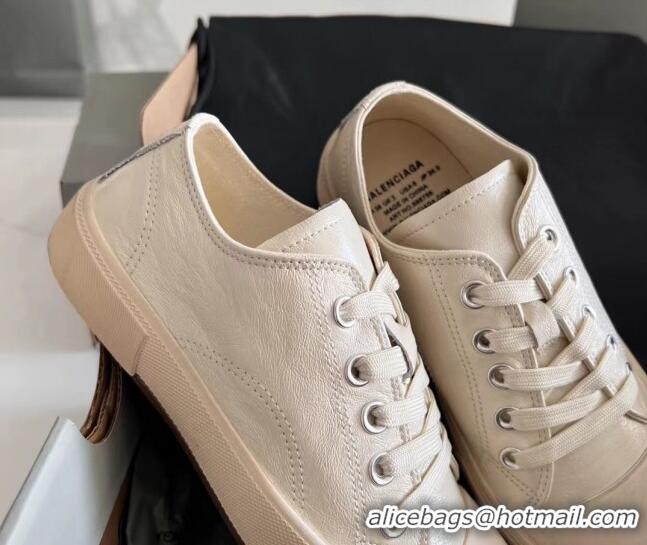 Top Grade Balenciaga Paris White Calfskin Leather Low-Top Sneakers 531121