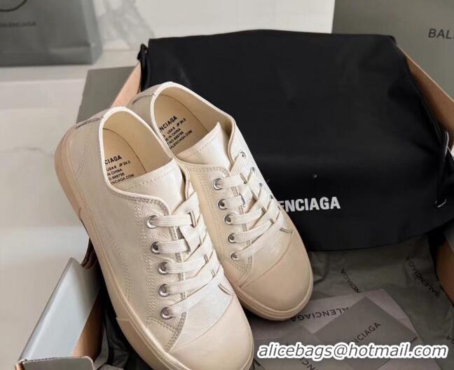 Top Grade Balenciaga Paris White Calfskin Leather Low-Top Sneakers 531121