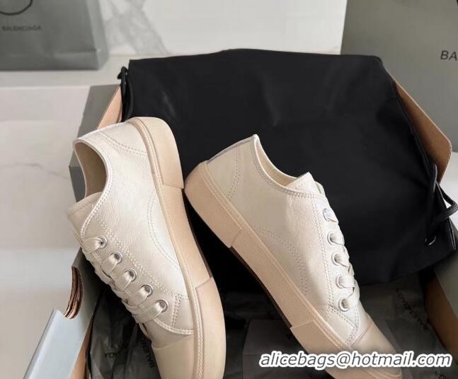 Top Grade Balenciaga Paris White Calfskin Leather Low-Top Sneakers 531121