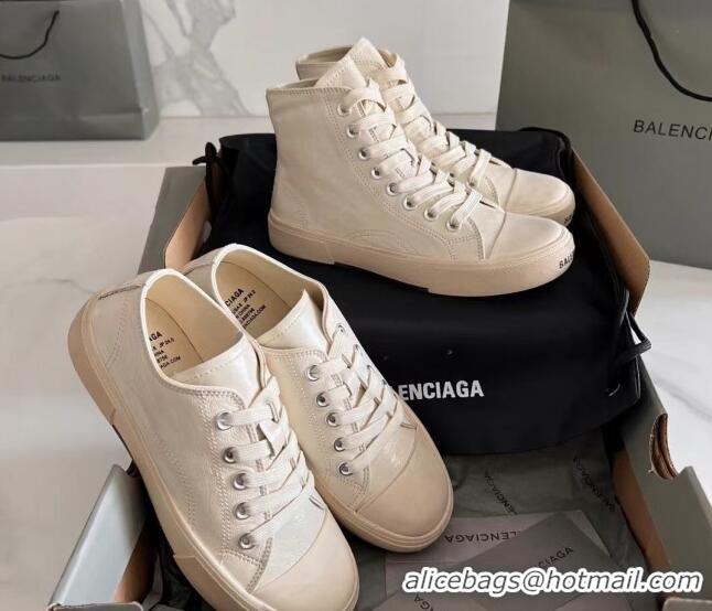 Luxurious Balenciaga Paris White Calfskin Leather High-Top Sneakers 531122