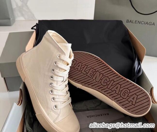 Luxurious Balenciaga Paris White Calfskin Leather High-Top Sneakers 531122