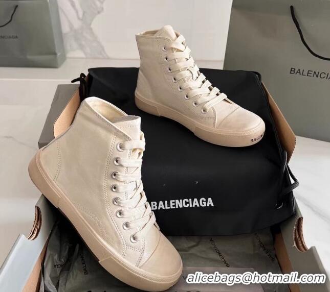 Luxurious Balenciaga Paris White Calfskin Leather High-Top Sneakers 531122