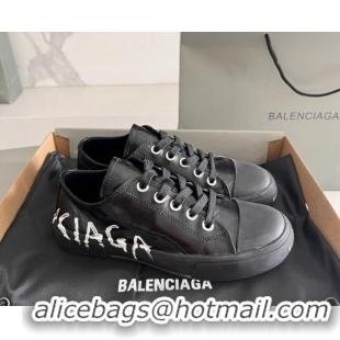 Purchase Balenciaga Paris Black Calfskin Low-Top Sneakers with Graffiti 531128