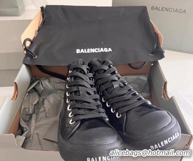 Stylish Balenciaga Paris Black Calfskin Leather High-Top Sneakers 531129