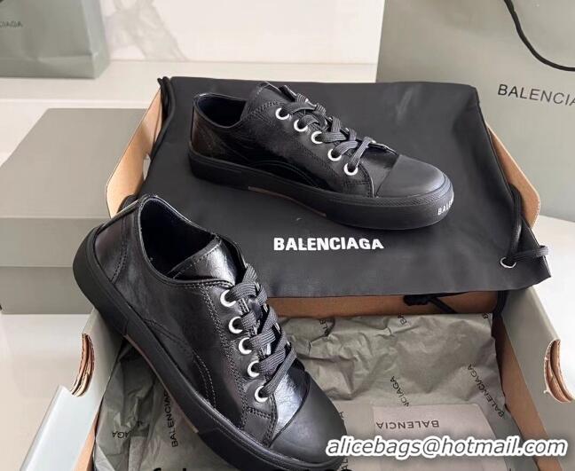 Hot Style Balenciaga Paris Black Calfskin Leather Low-Top Sneakers 531130