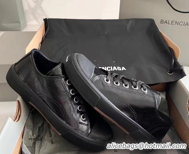 Hot Style Balenciaga Paris Black Calfskin Leather Low-Top Sneakers 531130