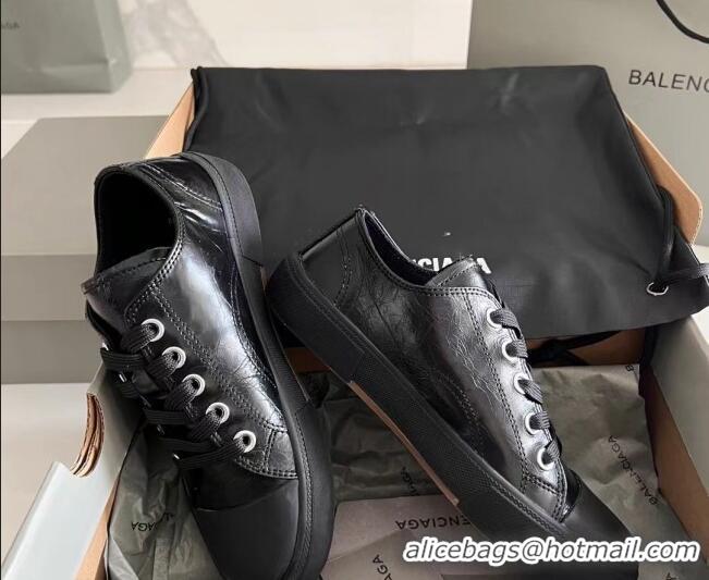 Hot Style Balenciaga Paris Black Calfskin Leather Low-Top Sneakers 531130