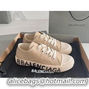 Good Quality Balenciaga Paris Beige Calfskin Low-Top Sneakers with Graffiti 531132