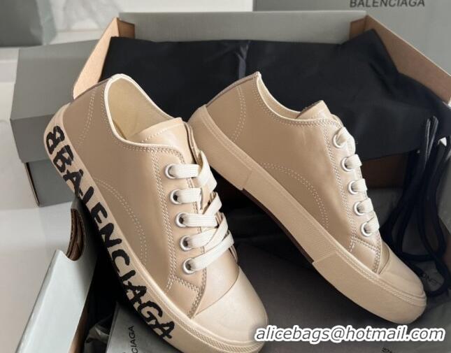 Good Quality Balenciaga Paris Beige Calfskin Low-Top Sneakers with Graffiti 531132