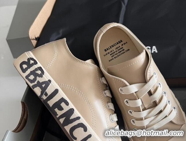 Good Quality Balenciaga Paris Beige Calfskin Low-Top Sneakers with Graffiti 531132