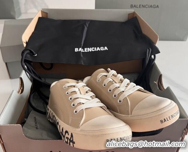 Good Quality Balenciaga Paris Beige Calfskin Low-Top Sneakers with Graffiti 531132