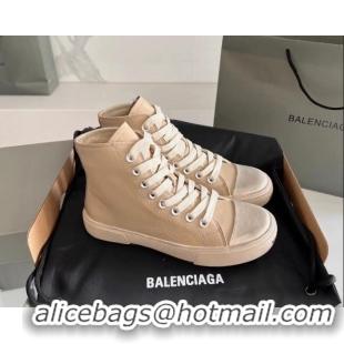 1:1 aaaaa Balenciaga Paris Beige Calfskin Leather High-Top Sneakers 531133