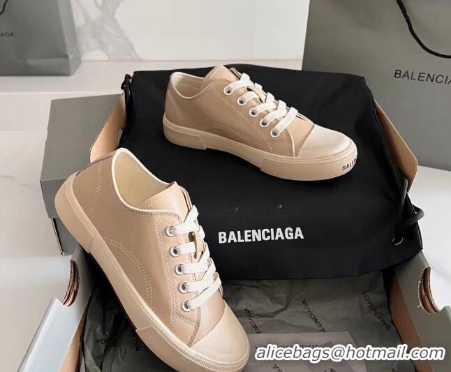 1:1 Balenciaga Paris Beige Calfskin Leather Low-Top Sneakers 531134