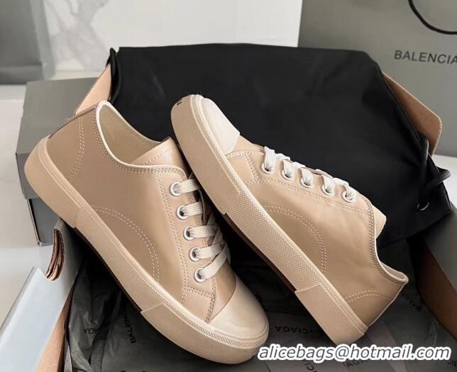 1:1 Balenciaga Paris Beige Calfskin Leather Low-Top Sneakers 531134