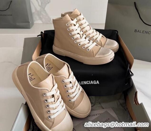 1:1 Balenciaga Paris Beige Calfskin Leather Low-Top Sneakers 531134