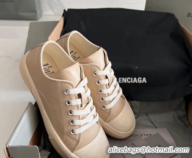 1:1 Balenciaga Paris Beige Calfskin Leather Low-Top Sneakers 531134