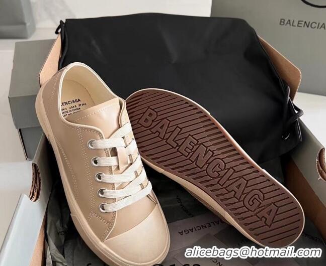 1:1 Balenciaga Paris Beige Calfskin Leather Low-Top Sneakers 531134