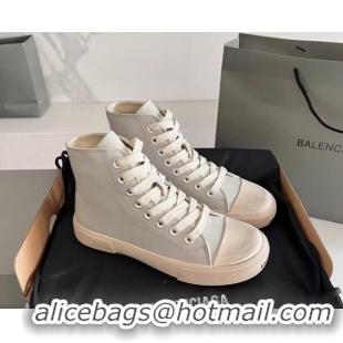 Sophisticated Balenciaga Paris Grey Calfskin Leather High-Top Sneakers 531136