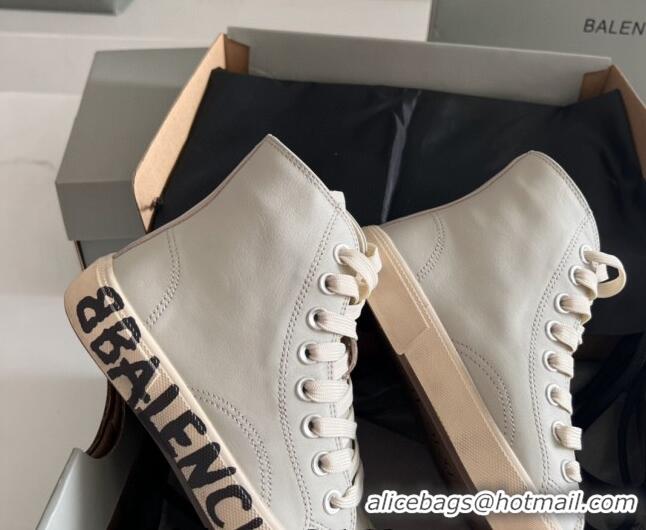 Shop Cheap Balenciaga Paris Grey Calfskin High-Top Sneakers with Graffiti 531137