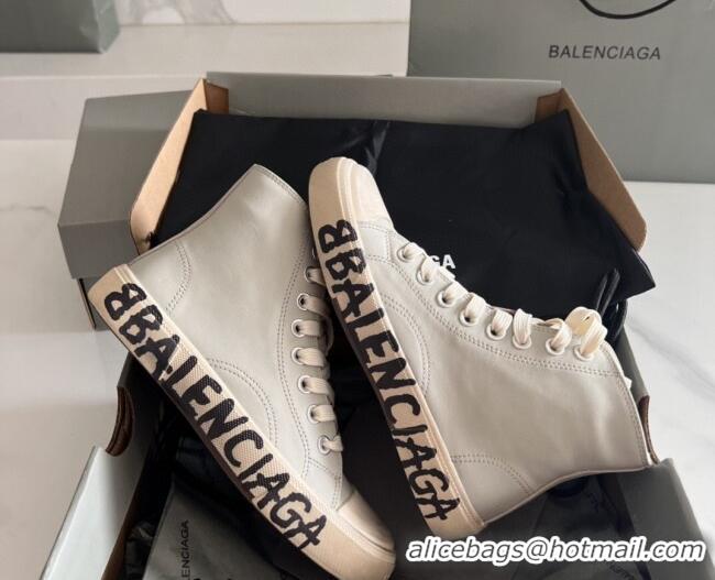 Shop Cheap Balenciaga Paris Grey Calfskin High-Top Sneakers with Graffiti 531137