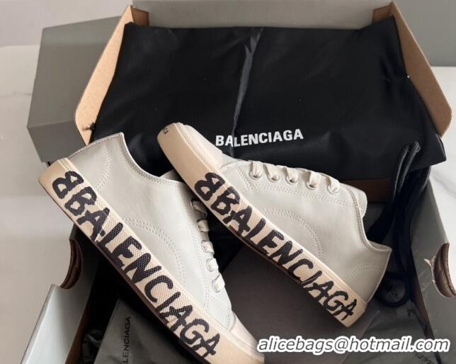 Top Design Balenciaga Paris Grey Calfskin Low-Top Sneakers with Graffiti 531138