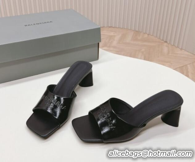 Good Product Balenciaga Duty Free Heel Slide Sandals 6cm in Calfskin Black 629016