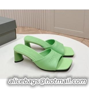 Low Price Balenciaga Duty Free Heel Slide Sandals 6cm in Calfskin Green 629018